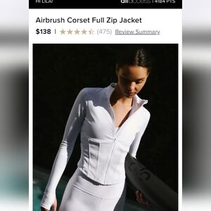 Alo Airbrush Corset Full Zip Jacket White Size Small